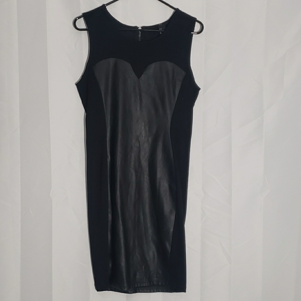 Brand New Faux Leather Black Sleeveless cocktail Dress  Size medium